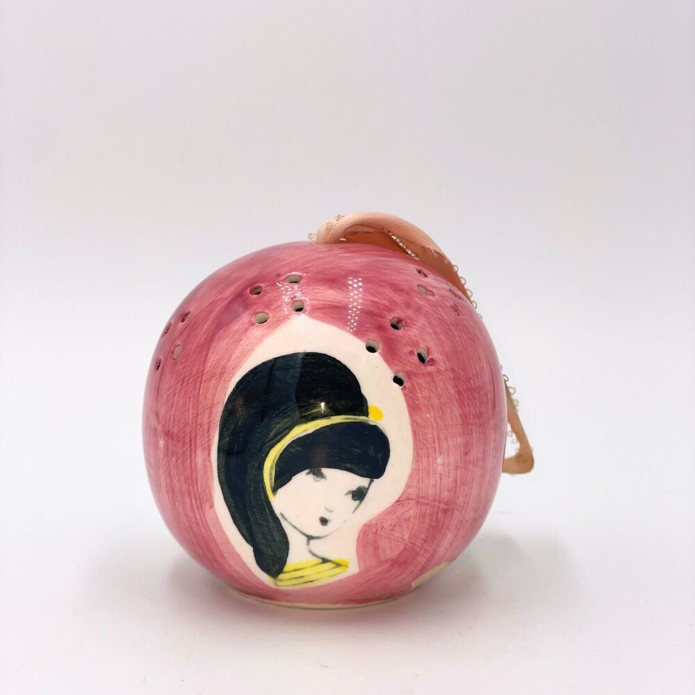 Vintage Scentomander André Richard Ceramic Pomander Pink Portrait Girl Perfume